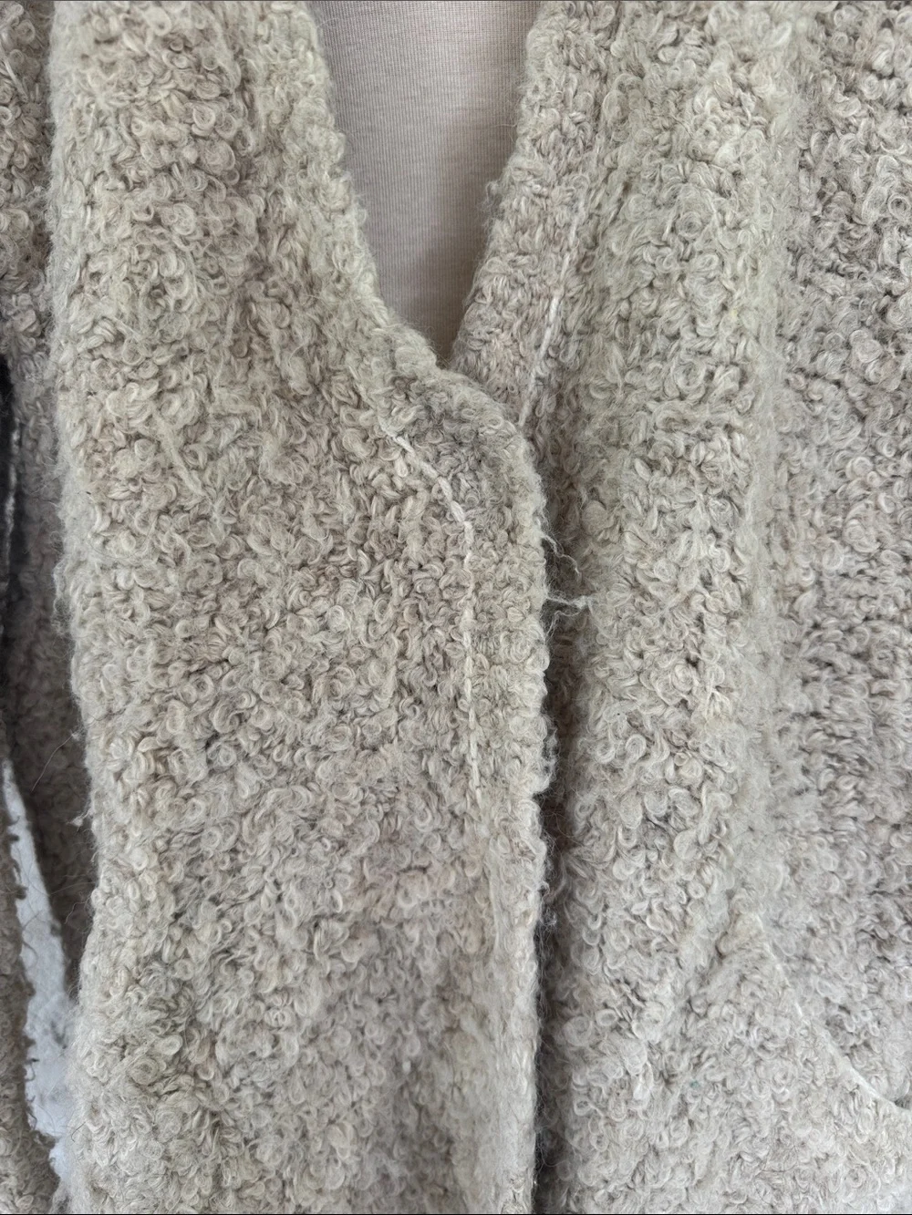 Free People Cream Bouclé Open-Front Shacket